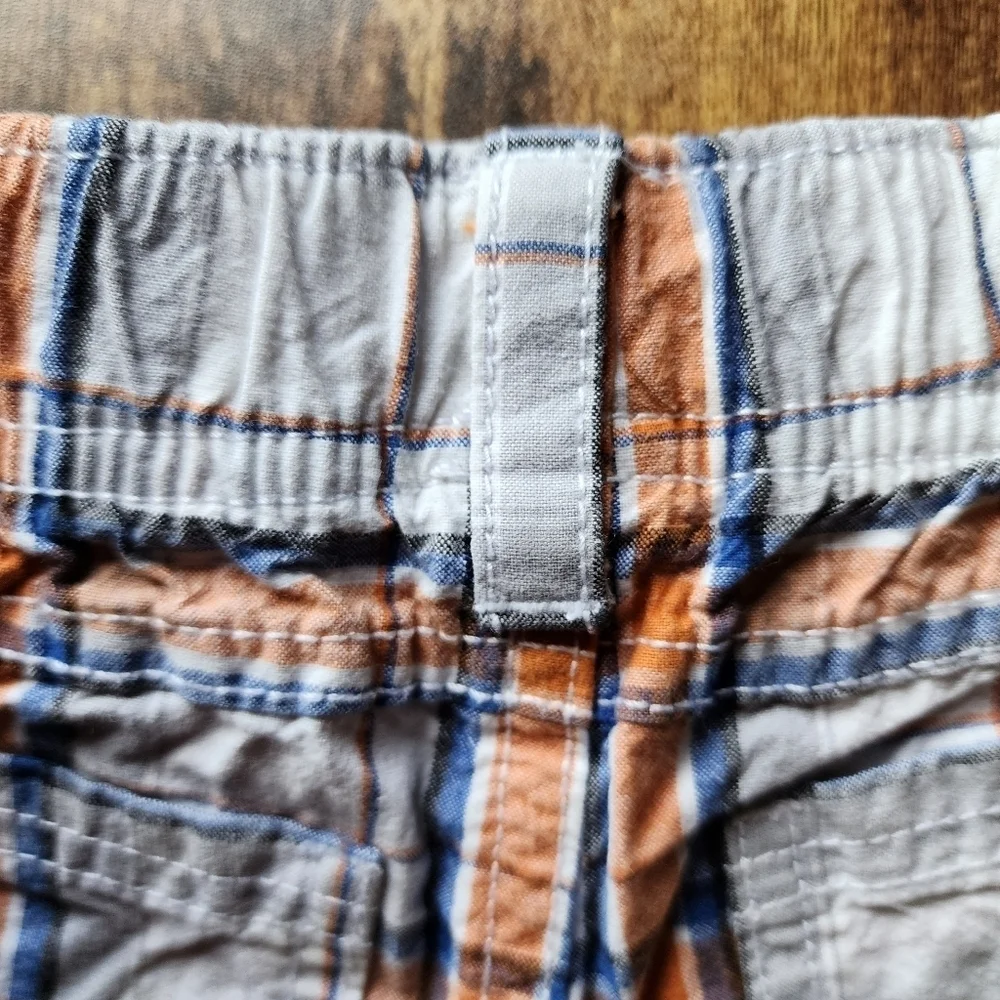 GYMBOREE White, orange and blue plaid shorts Size 18-24 mo